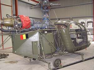 Belgian Alouette II SA 318C, A-41, on display at The Museum, soon after arrival.
