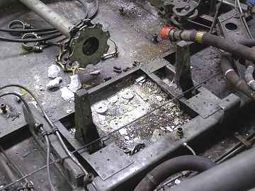 Severe deck plate corrosion, visiblle after removal of the rotor brake.