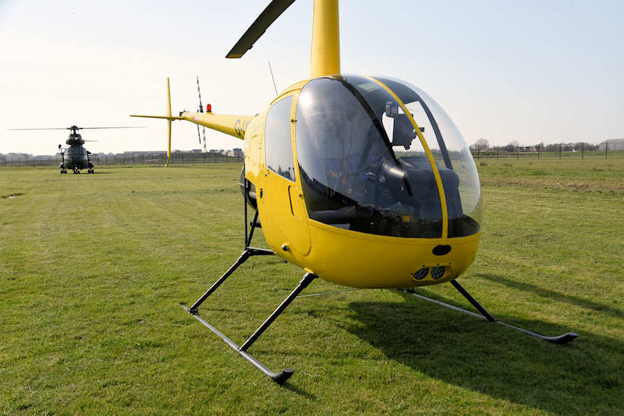 R22 helicopter visits The Helicopter Museum