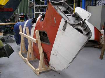 Tail rotor pylon after detachment from the tail cone