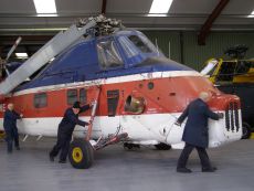 G-AVNE being pushed out of the Display Hangar and into the new Engineering Hangar.