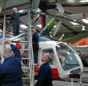 Rotor blade installation on the Kamov Ka-26