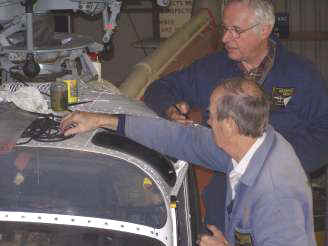 Reglazing the cockpit roof.