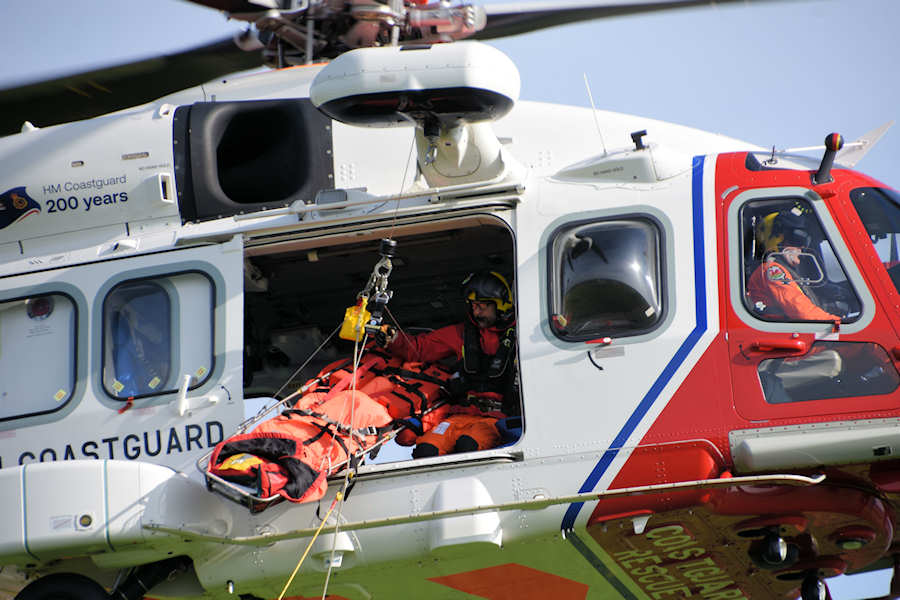 AW189 Coastguard helicopter G-MCGX training at The Helicopter Museum