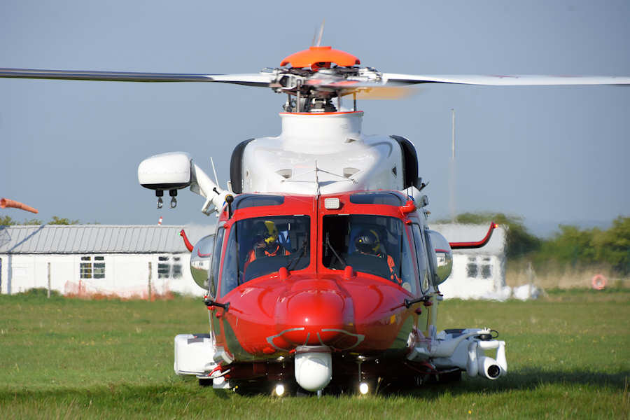 AW189 Coastguard helicopter G-MCGX training at The Helicopter Museum