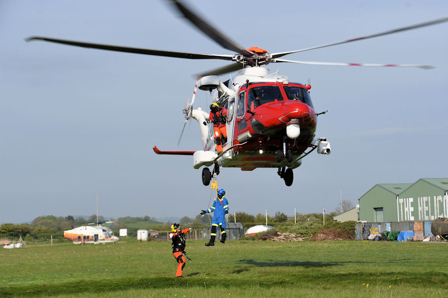 AW189 Coastguard helicopter G-MCGX training at The Helicopter Museum