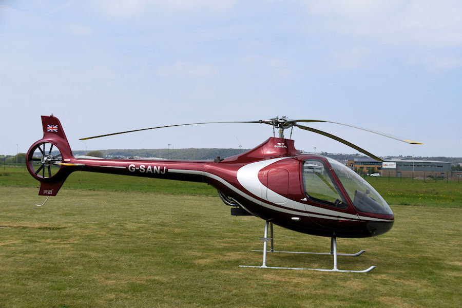 Guimbal Cabr helicopter G-SANJ at The Helicopter Museum